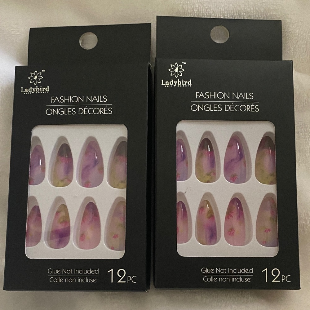 Ladybird Fashion Nails Bundle (2) 12PC Sets - Floral Art design